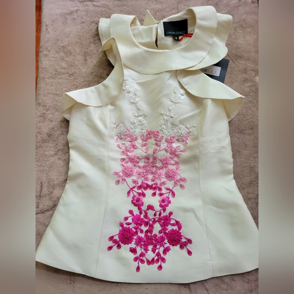 Embroidered sleeveless top - Cynthia Rowley Size 6 - Picture 1 of 5